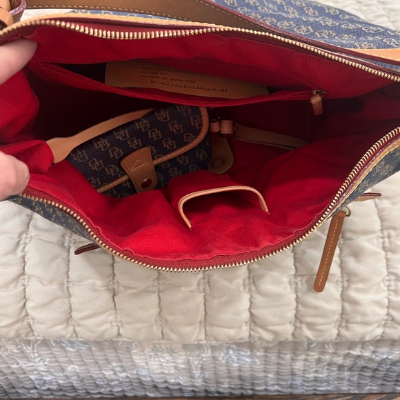 Dooney & Bourke Navy and Tan Shoulder Bag - Picture 8 of 14